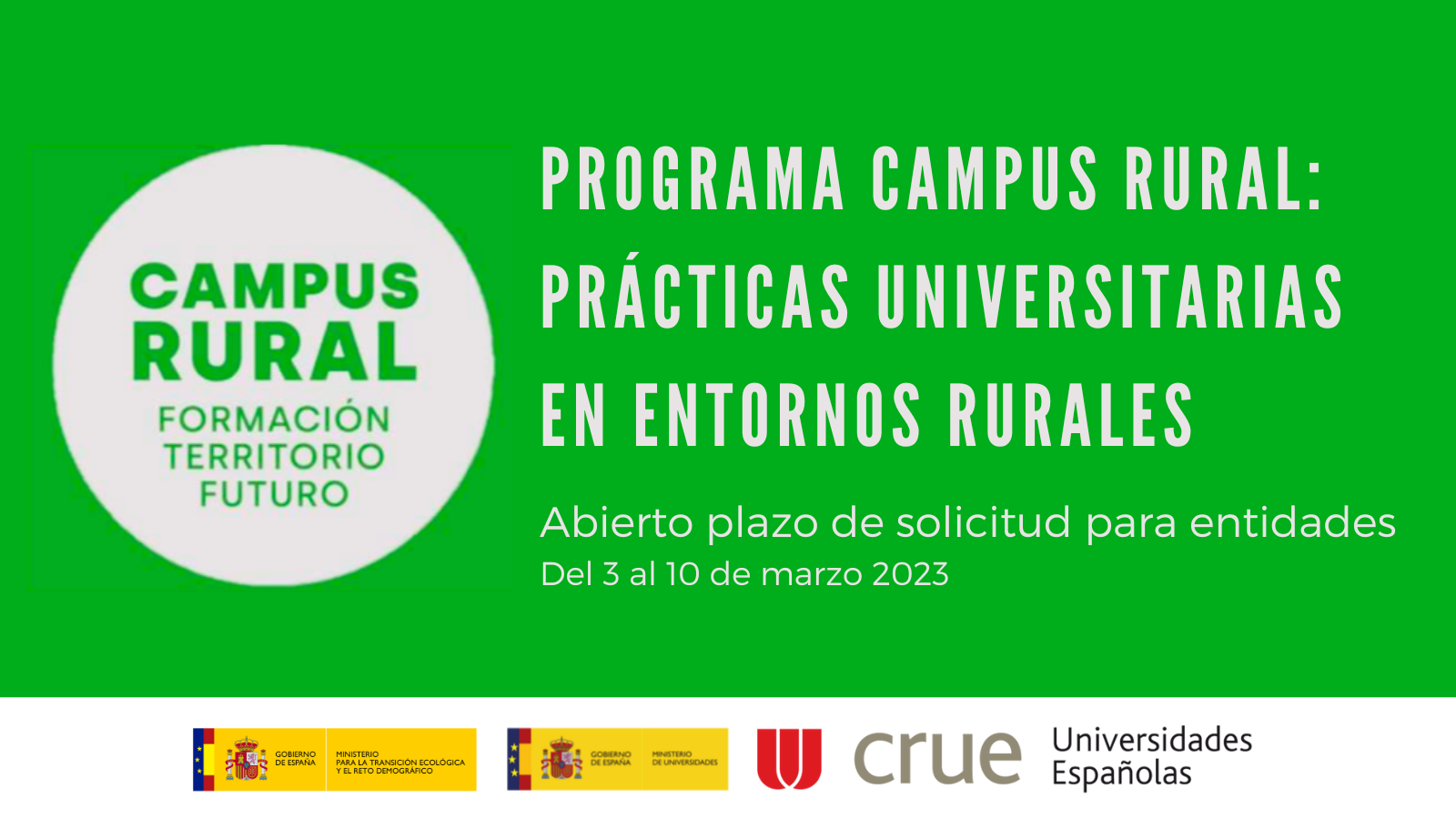 II Edición del Programa Campus Rural: Prácticas Universitarias en Entornos Rurales